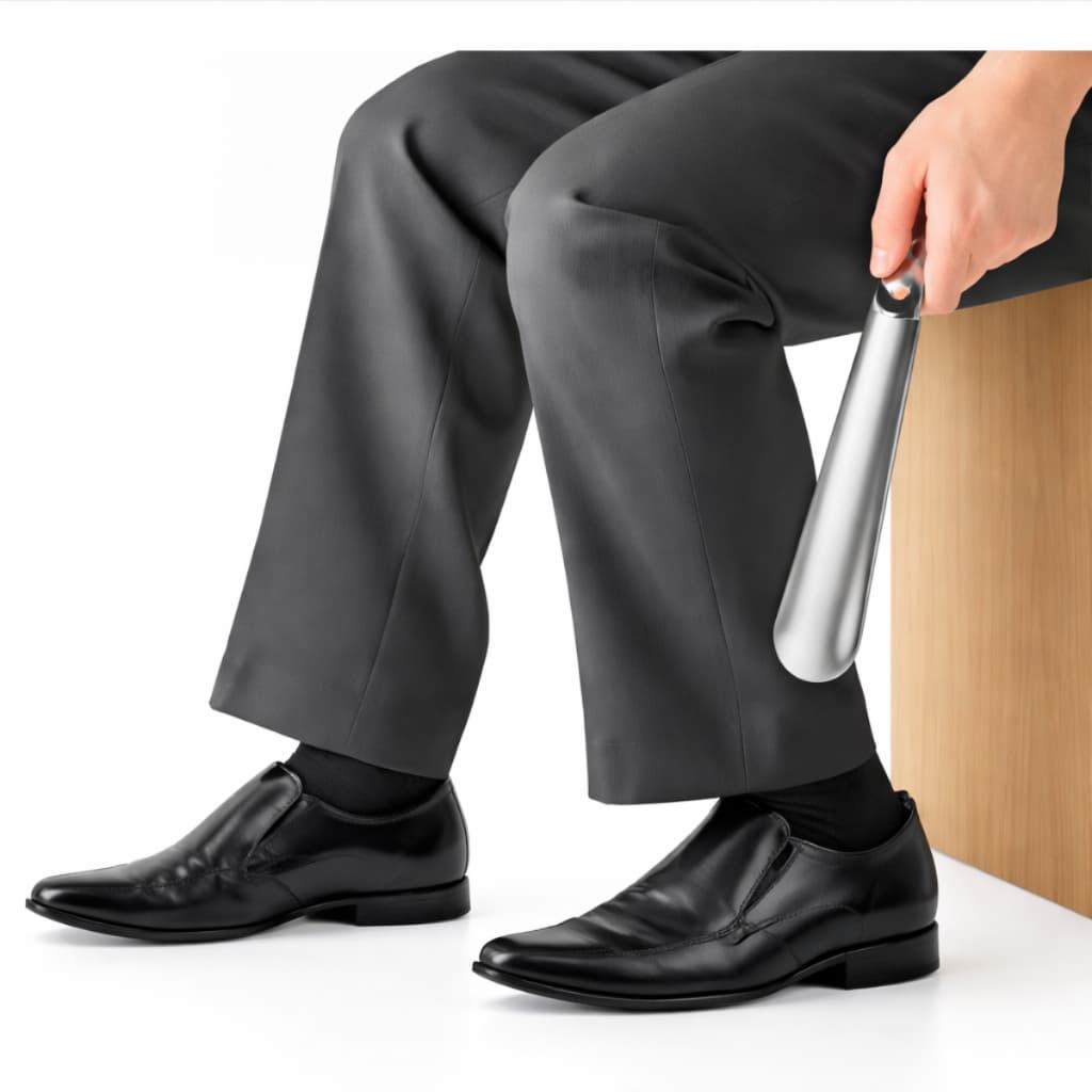 Calçadeira Inox Premium 17cm Para Sapato Tênis e Bota Calçador Metal Resistente Conforto ao Calçar