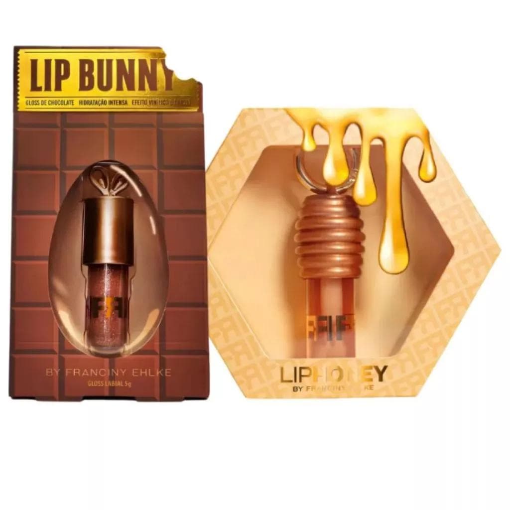 Gloss  Lip Honey + Lip Bunny + Hidratação e Brilho Intenso Efeito Bocão Gloss Labial Liphoney