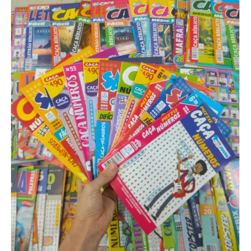 kit 12 caça-números caçanumero sem repetição revista passatempo revistinha passa-tempo