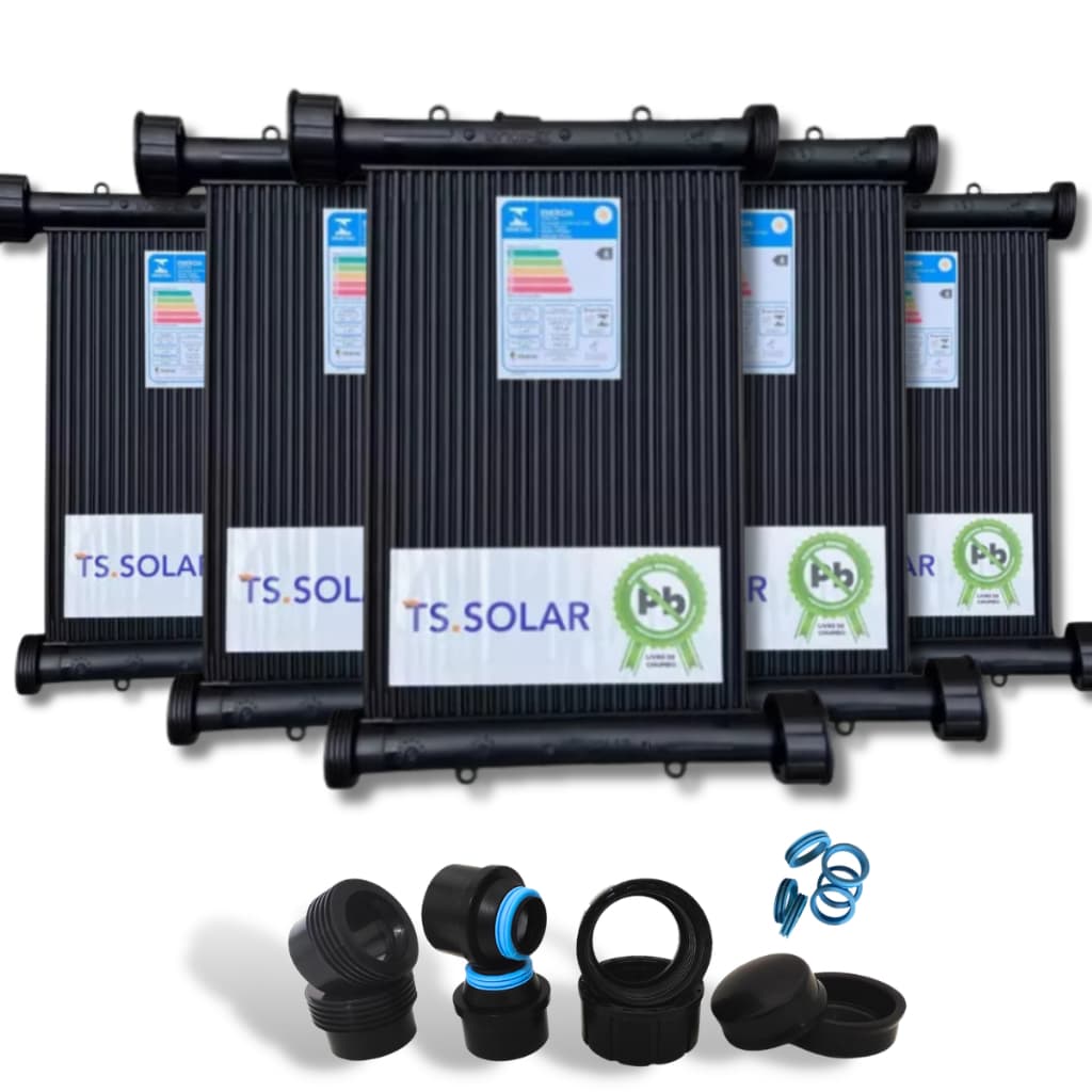 Aquecimento Solar Piscina TS Solar 5 Placas Coletoras União Rosca 2m
