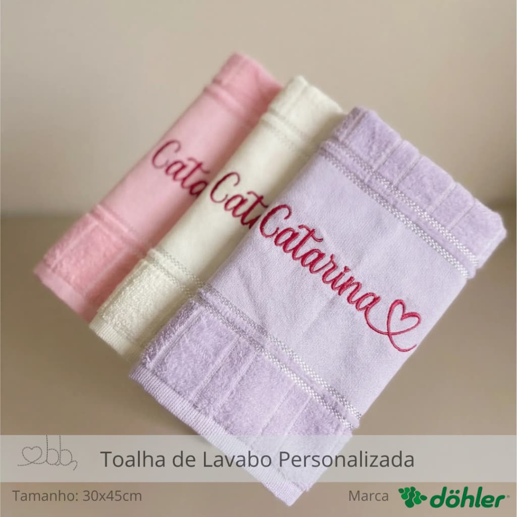 Kit 3 Toalhas de Lavabo Döhler Personalizadas com Nome | Bebê e Escolar
