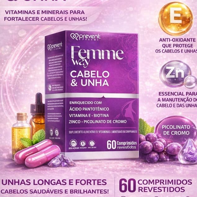 Cabelo Forte Unha Resistente  Biotina Crescimento Fortalecimento Rápido |  60 Caps