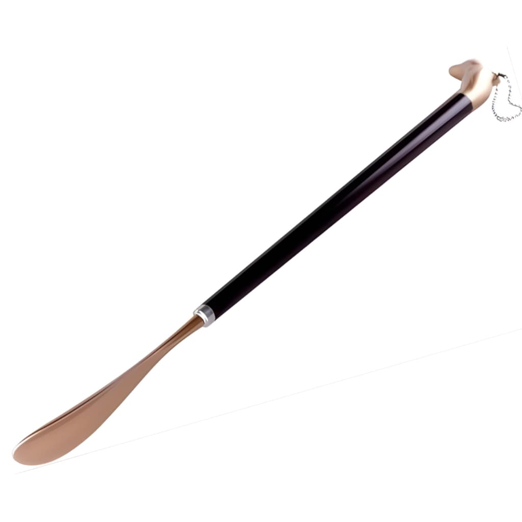 Calçadeira Metal Longa 42cm Cabo De Madeira Idosos Conforto