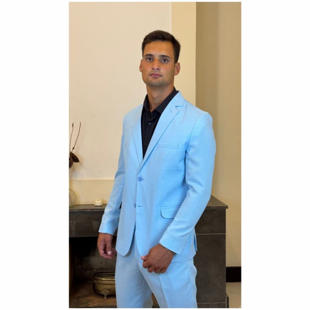 Terno Oxford Masculino Slim Azul Bebe - paleto+calça+barato