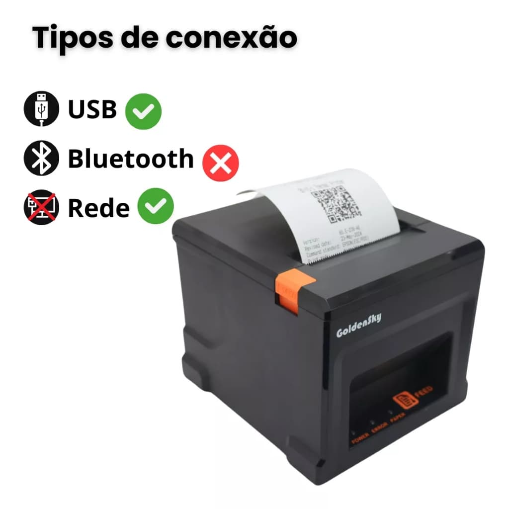 Impressora Térmica 58mm 80MM Bluetooth Guilhotina Ticket Cupom Nao Fiscal Milimetros Pc USB