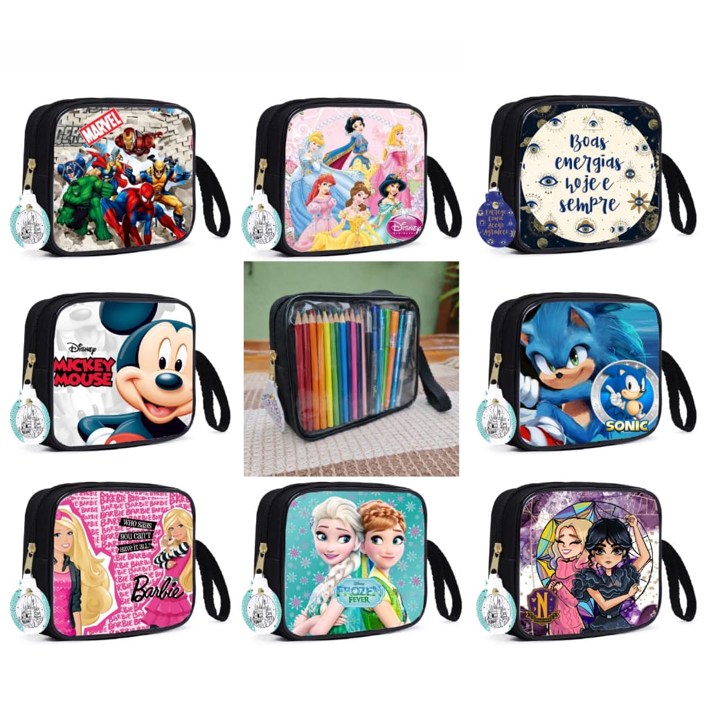 Necessaire Multiuso Estojo Escolar / Escolha sua Estampa: