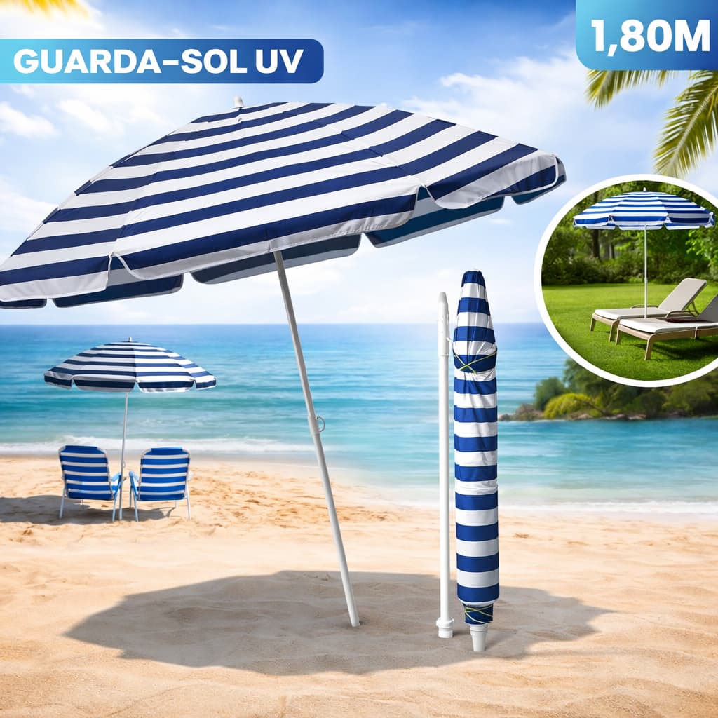 Guarda-Sol Gigante 1,80m Praia Piscina Proteção UV Verão Reforçado