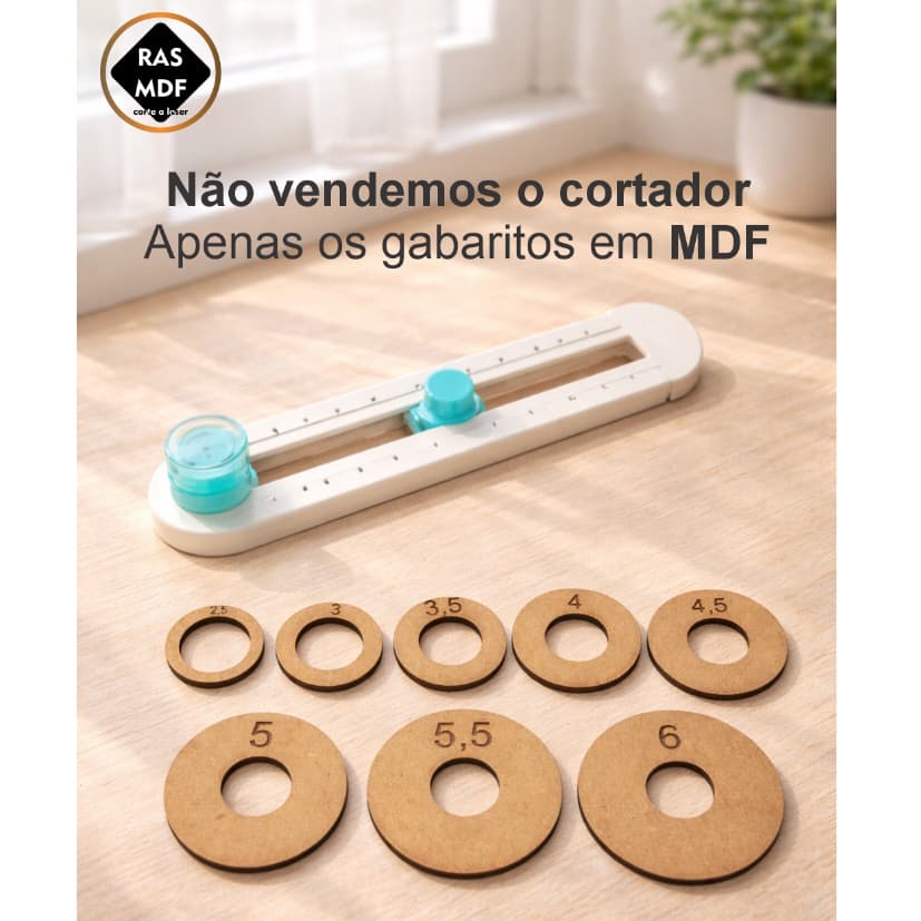 Kit Gabaritos para Cortador Circular KW-triO 8 Círculos de MDF para Adesivos Papel e Tags