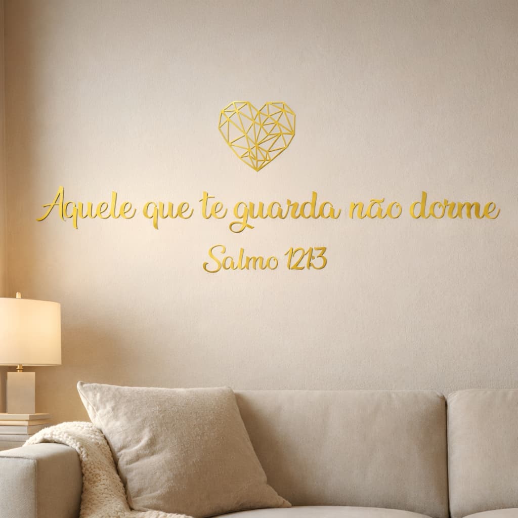 Aplique Decorativo Frase “Aquele Que Te Guarda Não Dorme” – Salmo 121 em MDF