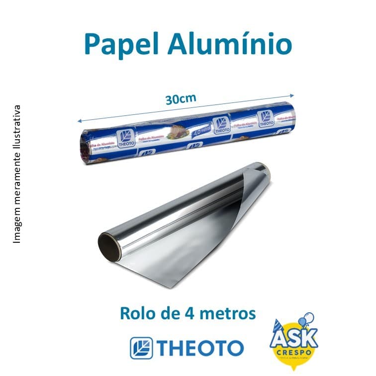 Papel Alumínio Theoto 30cm  -  1 Rolo de 4 metros