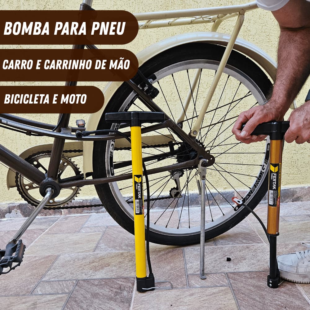 Bomba Para Encher Pneu De Bicicleta Carro Moto Bike de 30Cm e 50cm Fertak