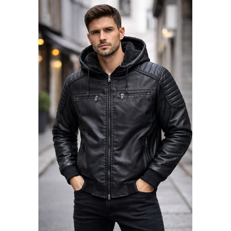 Jaqueta masculina  de couro forrada premium