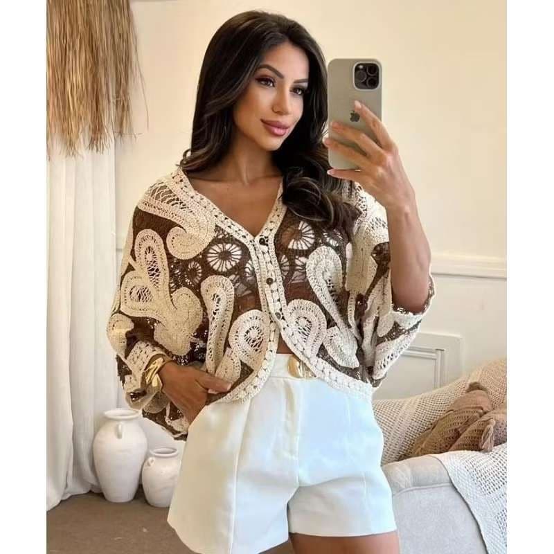 Kimono no crochê  colorido vazado bicolor caimento lindo,sofisticado e versátil