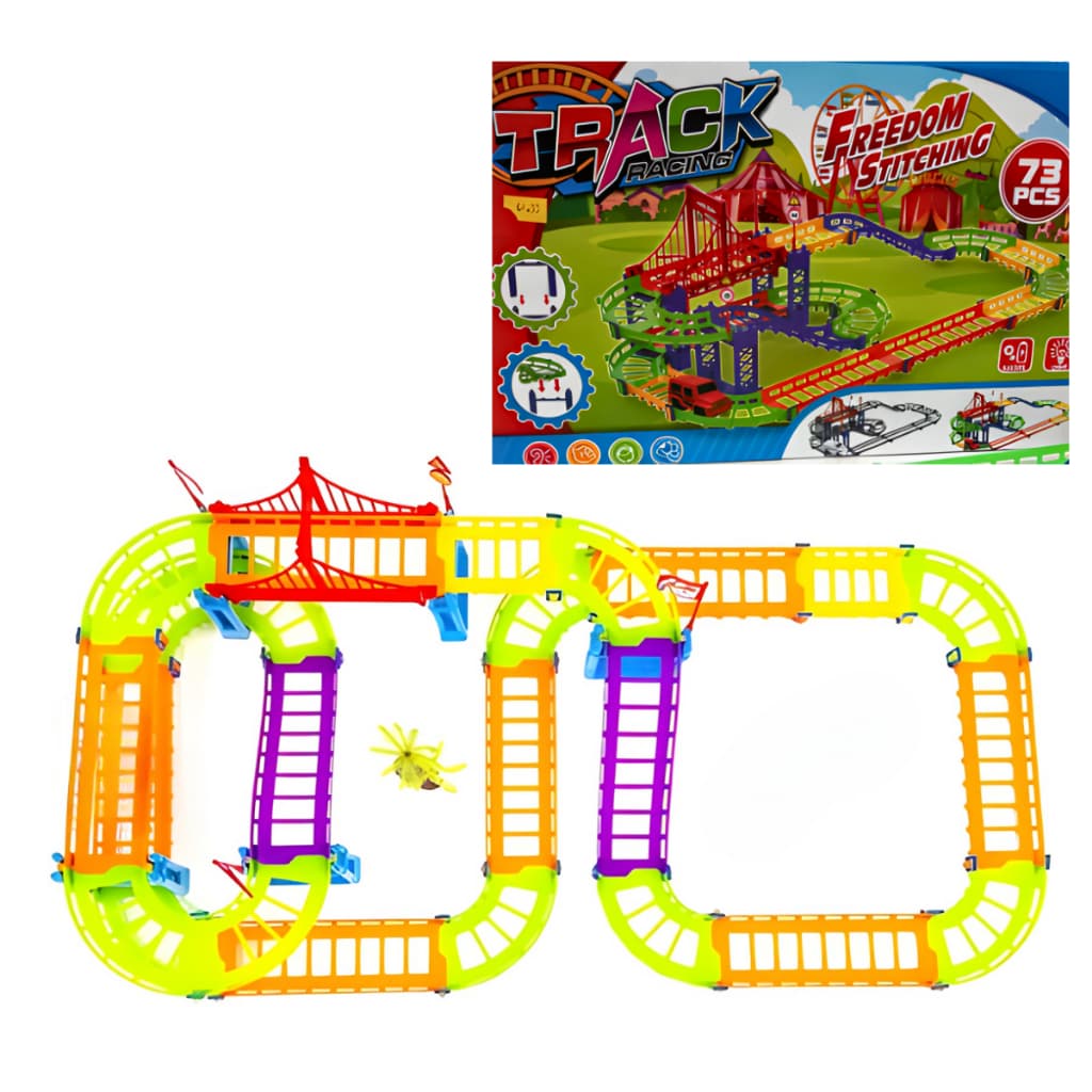 Pista Trilha Maluca Infantil Track Magica Grande Com Acessórios E Carrinho 73 Peças