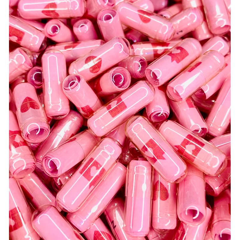 Cápsulas rosa com mensagem autoestima amor próprio 50/100 unidades dia da mulher empoderamento feminino produto mini