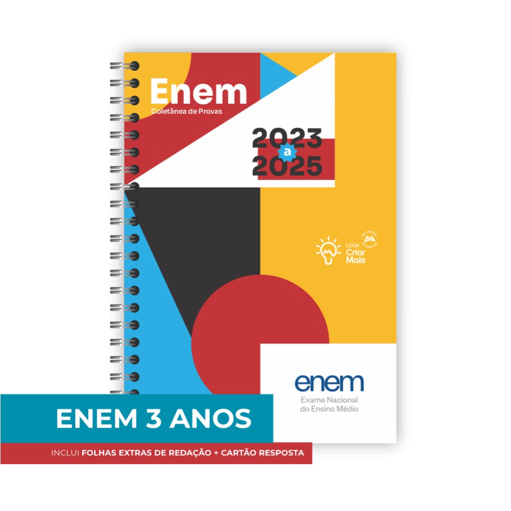 Apostila ENEM 2025 com 3 ANOS de Provas + Gabaritos + Folhas de Redação (Provas de 2023 a 2025)