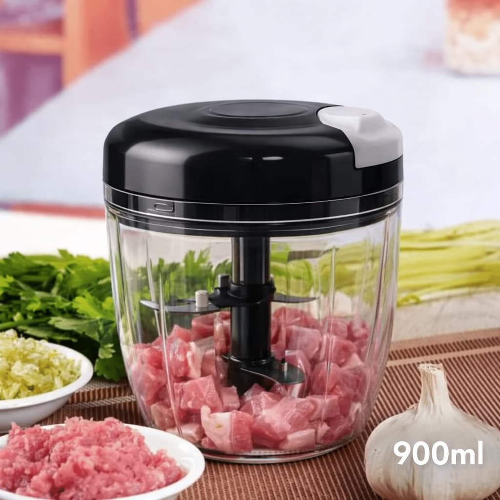 Triturador de Alho Cortador de Legumes 900ml 5 Lâminas Inox