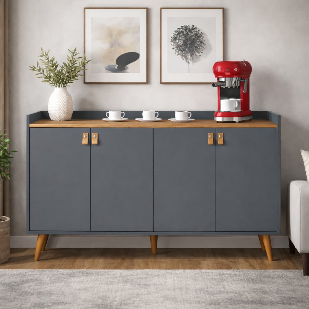 Aparador Sala De Estar Hall De Entrada Buffet Cantinho Café Luana 2, 3 e 4 Portas e Prateleira