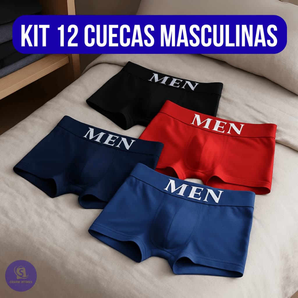 Kit Com 12 Ou 6 Cuecas Boxers Premium Masculina Adulto de Microfibra