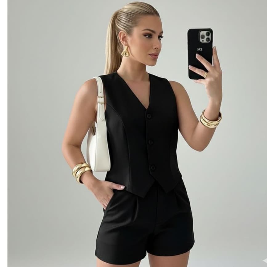 Conjunto Casual Feminino Alfaiataria Moda Elegante Chic