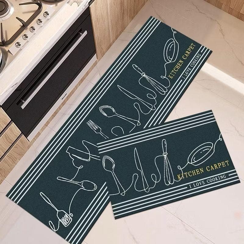 Jogo de Cozinha 02 Peças Tapetes Estampados Base Antiderrapante OFERTA