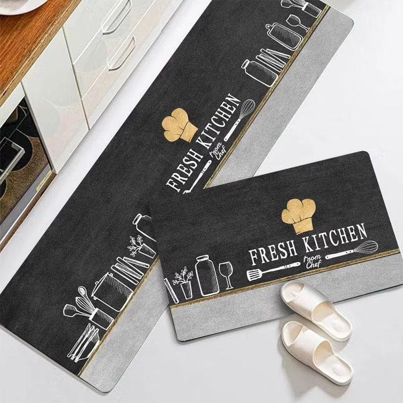 Kit Tapete Para Cozinha Estampado Sintético Antiderrapante 2 Peças Preço IMPERDÍVEL