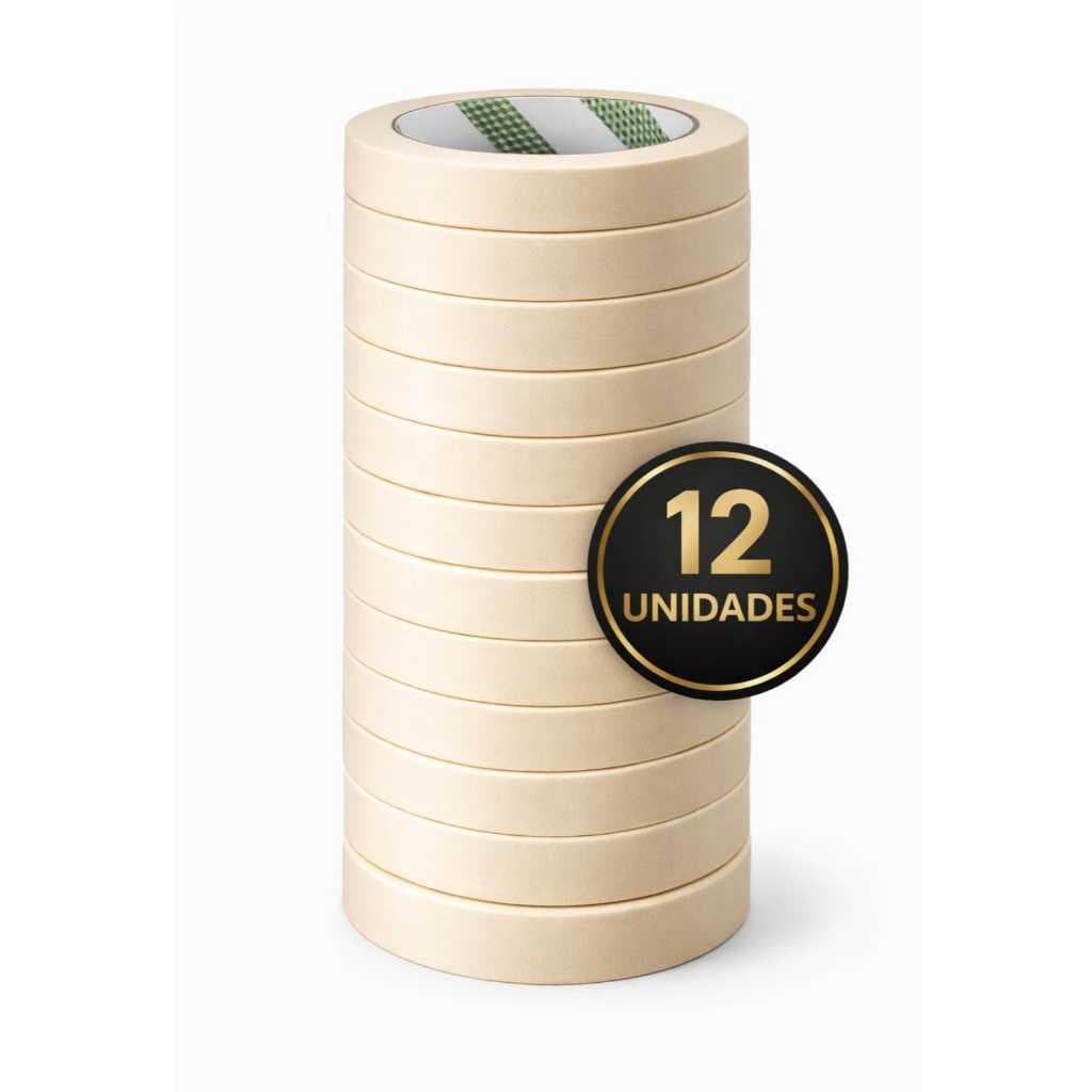 Kit Fita Crepe Branca para Pintura Marcação Automotiva Não Deixa Residuo 19mm x 10m