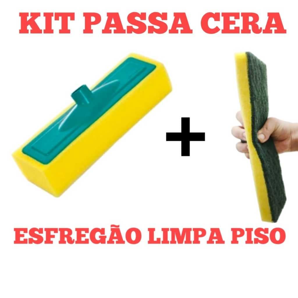 kit Esfregão limpa piso lava azulejo + Passa cera Limpa vidro