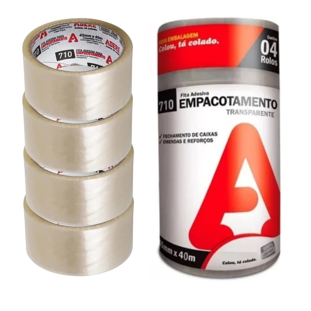 Kit 4 Fitas Empacotamento transparente 710 Adere