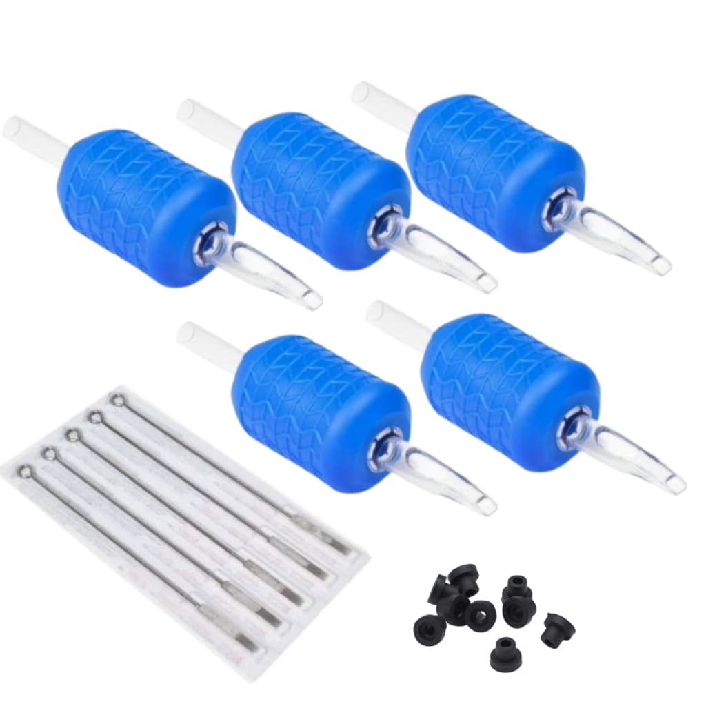 Kit 5 Biqueiras Bico 5 Agulhas Tatuagem Tattoo Traço Pintura