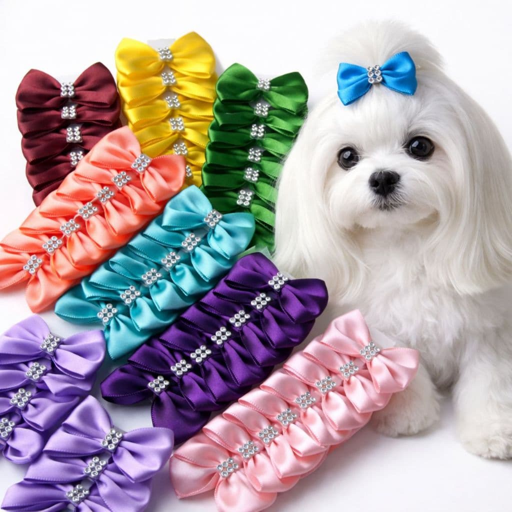 LAÇOS PET PARA TOPETE, LACINHO PET STRASS COM CORES VARIADAS.