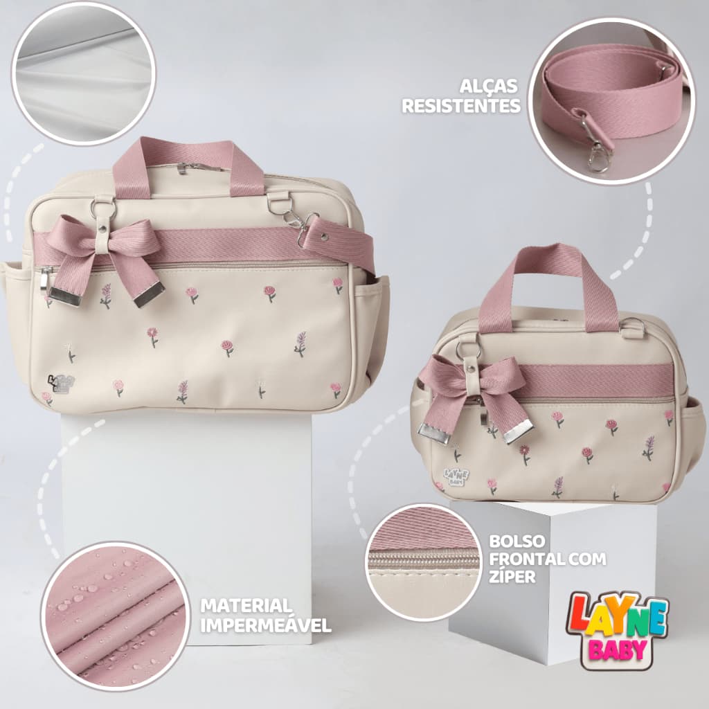 Bolsa Maternidade Menino Menina Kit com 2 Peças Mamãe e Bebê Luxo Impermeável Multifuncional Fraldas