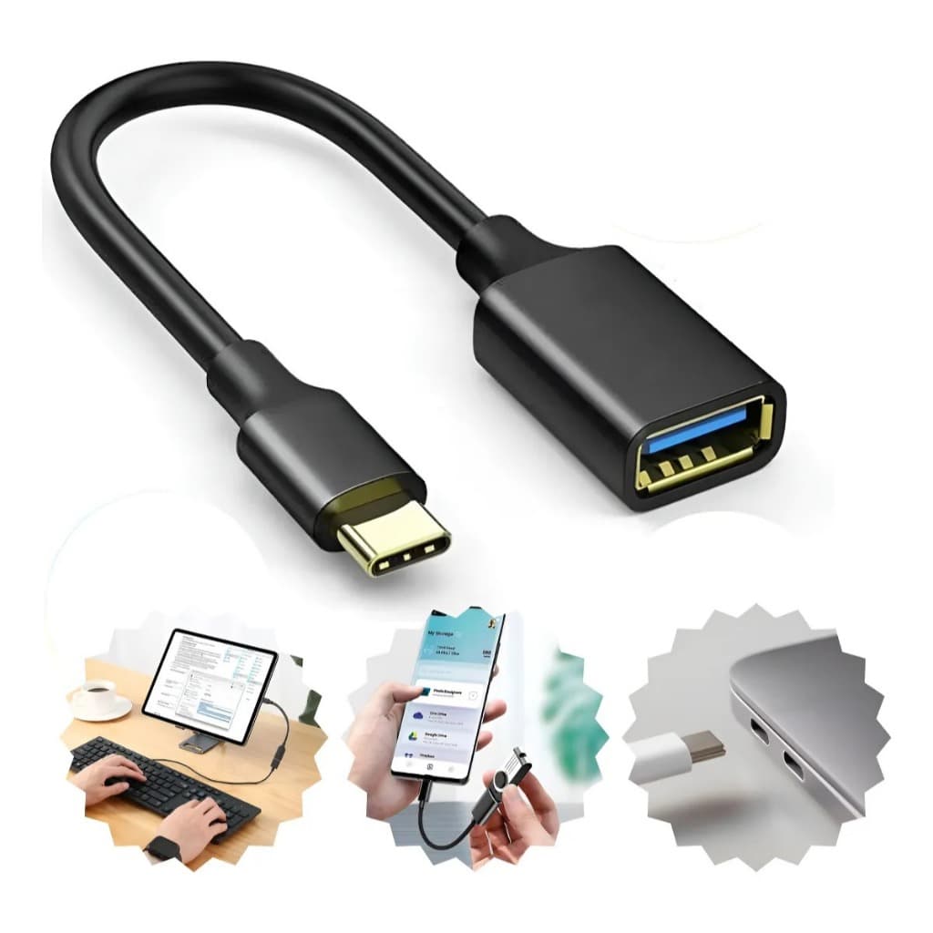 Cabo Adaptador OTG USB para Tipo C Mouse Teclado Pendrive 3.0 Com Transferência rápida
