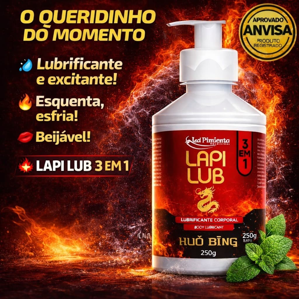Lubrificante Íntimo Excitante Prazer Intenso Esquenta Esfria Huo Bing Lapi Lub 3 em 1 a Base D'Água Sabor Menta