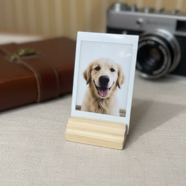 Kit 5 Porta Retratos Polaroid em Madeira Artesanal – Decoração e Fotos