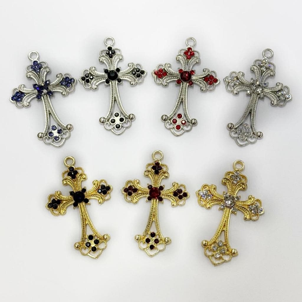 Pingente de Cruz trabalhada C/Strass