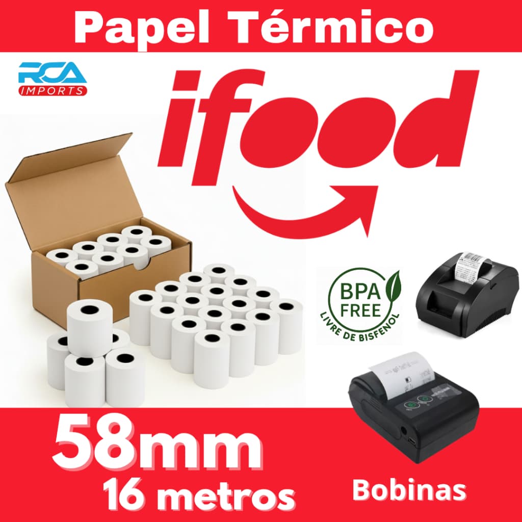 Papel para mini impressora  iFood Delivery bobina térmica 58mm