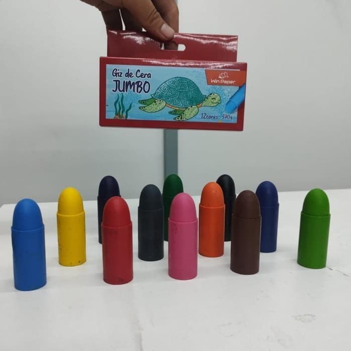 Giz de Cera Jumbo com 6, 8 ou 12 Cores - Win Paper