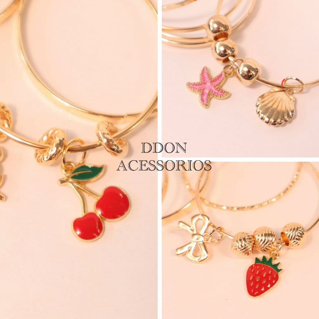 Conjunto 5 ou 6 Pulseira Metálica para crianças