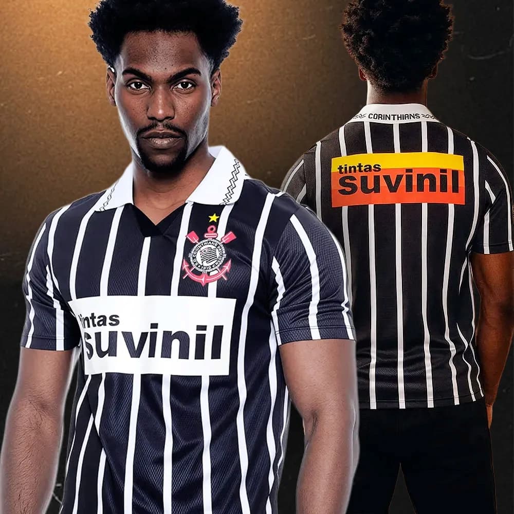 Camisa Corinthians 1995 Retrô Suvinil Listrada Masculina Oficial