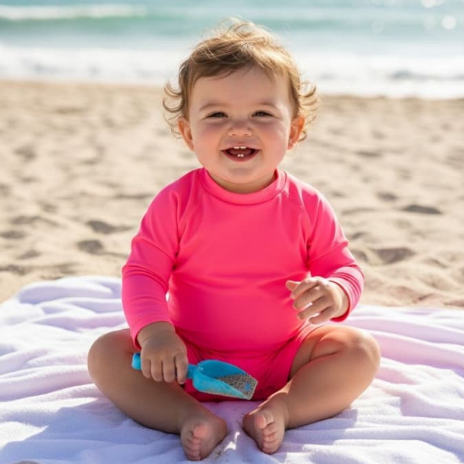 Macacão Curto Bebê Manga Longa Romper Macaquinho com Proteção Solar Uv50+ Verão Praia Piscina