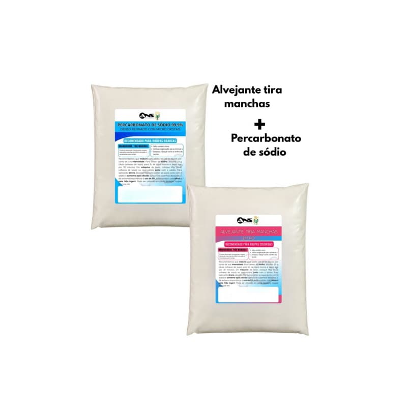 Limpeza Profunda: Tira Manchas Alvejante 1kg e Percarbonato de Sódio 1kg
