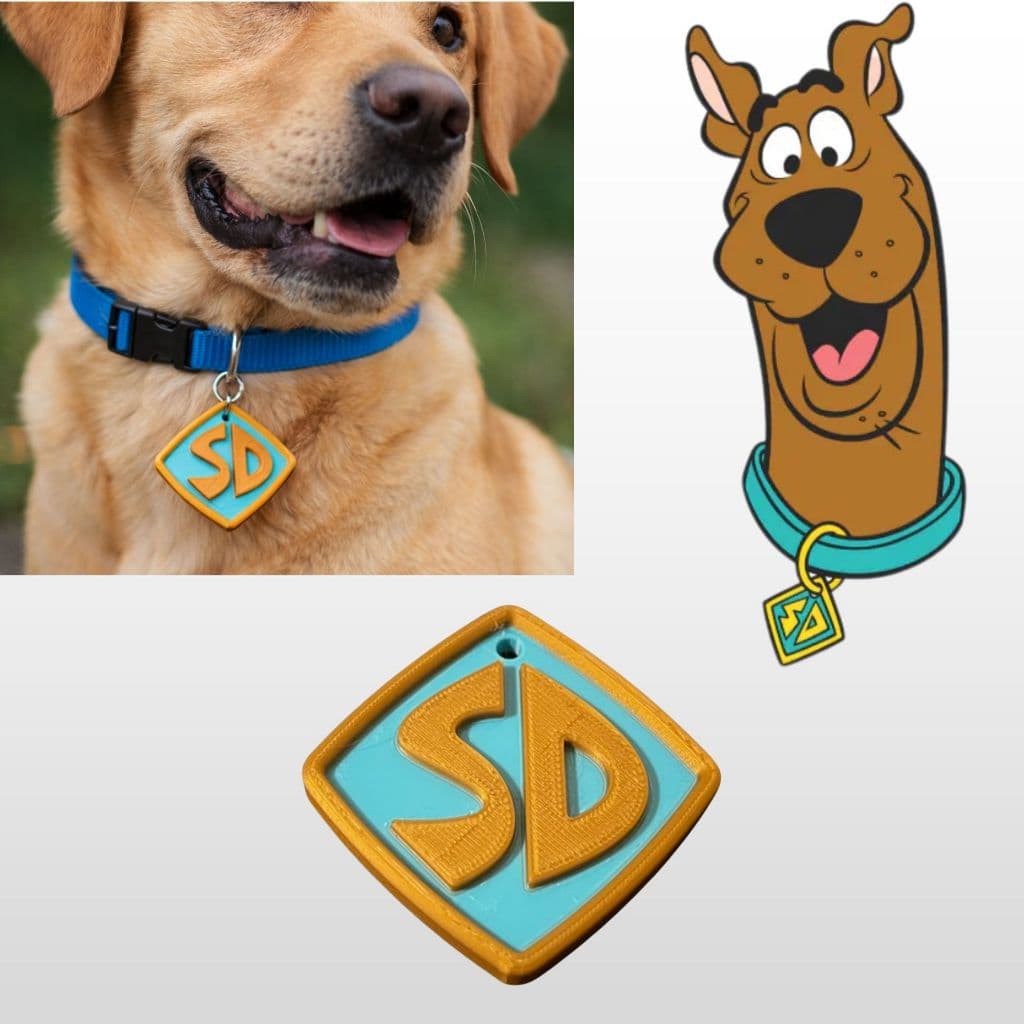 Pingente Scooby Doo para Coleira Cachorro Personalizável (Nome + Telefone)