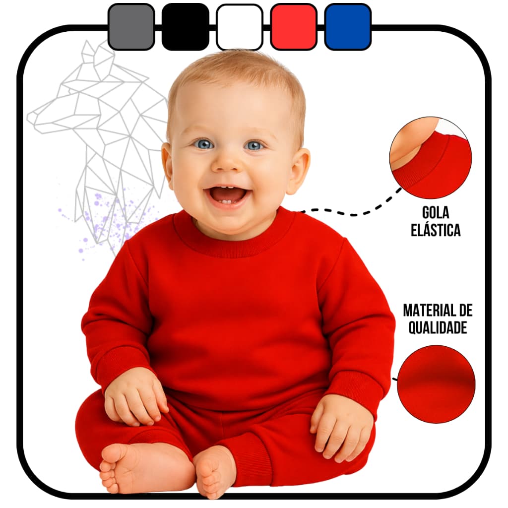 Conjunto Moletom Recém Nascido Infantil Com Touca
