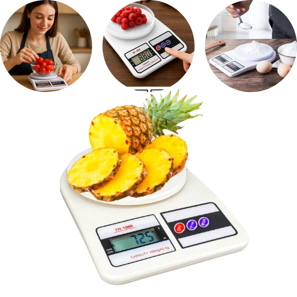 Balança Digital de Cozinha 10KG Alta Precisão Função Tara Portátil Para Dieta e Confeitaria