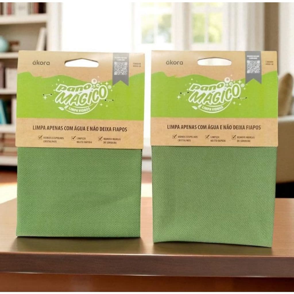 Kit 2 Pano Mágico Limpa Vidros Ákora Original – Poliéster e Poliamida (Limpando Fácil Só com Água!)