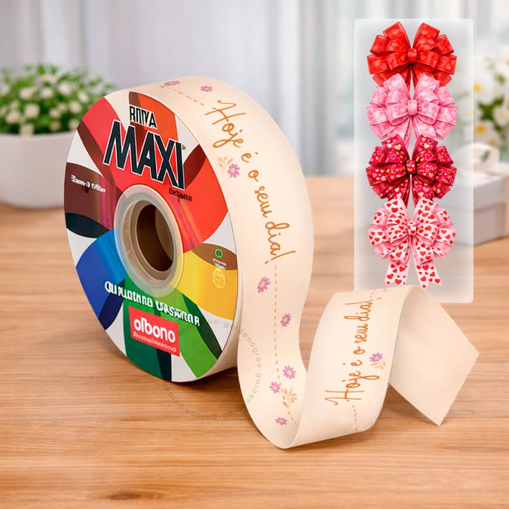 Fita Decorativa Maxi Albano 32mmX100m Laço Presente Decoração Embalagem Paper Look