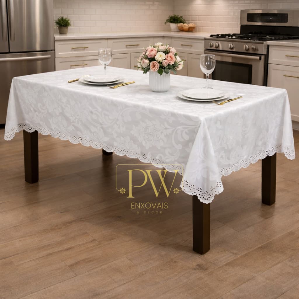 Toalha de Mesa Retangular Jacquard 4, 6, 8, 10, 12 Lugares Luxo Festa Buffet Restaurante