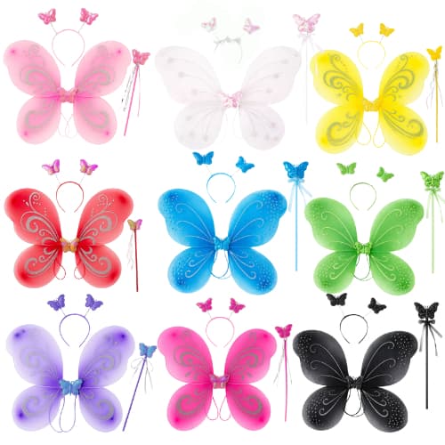 Kit 5/10 Asa de Borboleta Fada Fantasia Festa Infantil Criança Adulto Asa Tiara Varinha