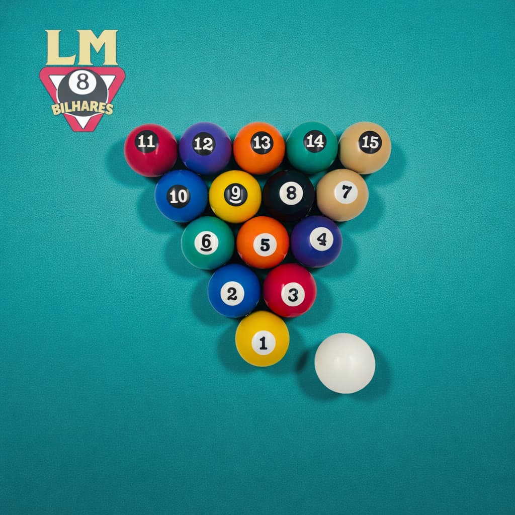JOGO DE BOLAS DE BILHAR SINUCA NUMERADAS 54MM + BOLA BRANCA 58MM SNOOKER
